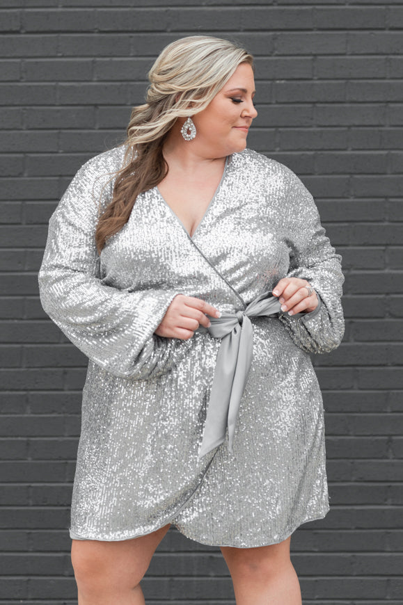 plus size silver sequin dress